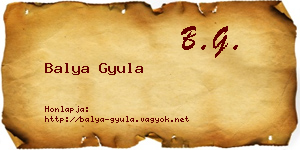 Balya Gyula névjegykártya